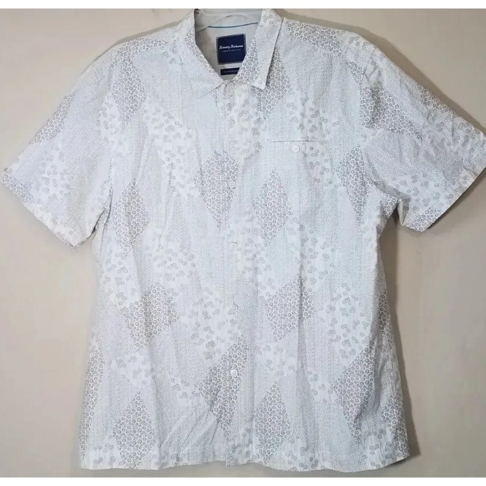 Tommy Bahama Silk Blend Short Sleeve Button Up Shirt Men XL Island Modern Fit